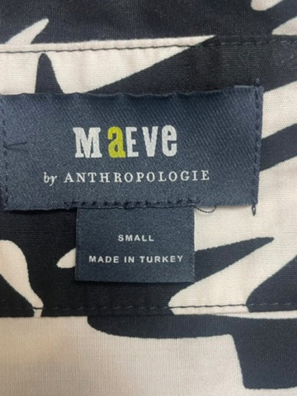 Anthropologie Maeve Women Bird Print Soren Midi Shirt Dress, Black White, Size S - Picture 5 of 8